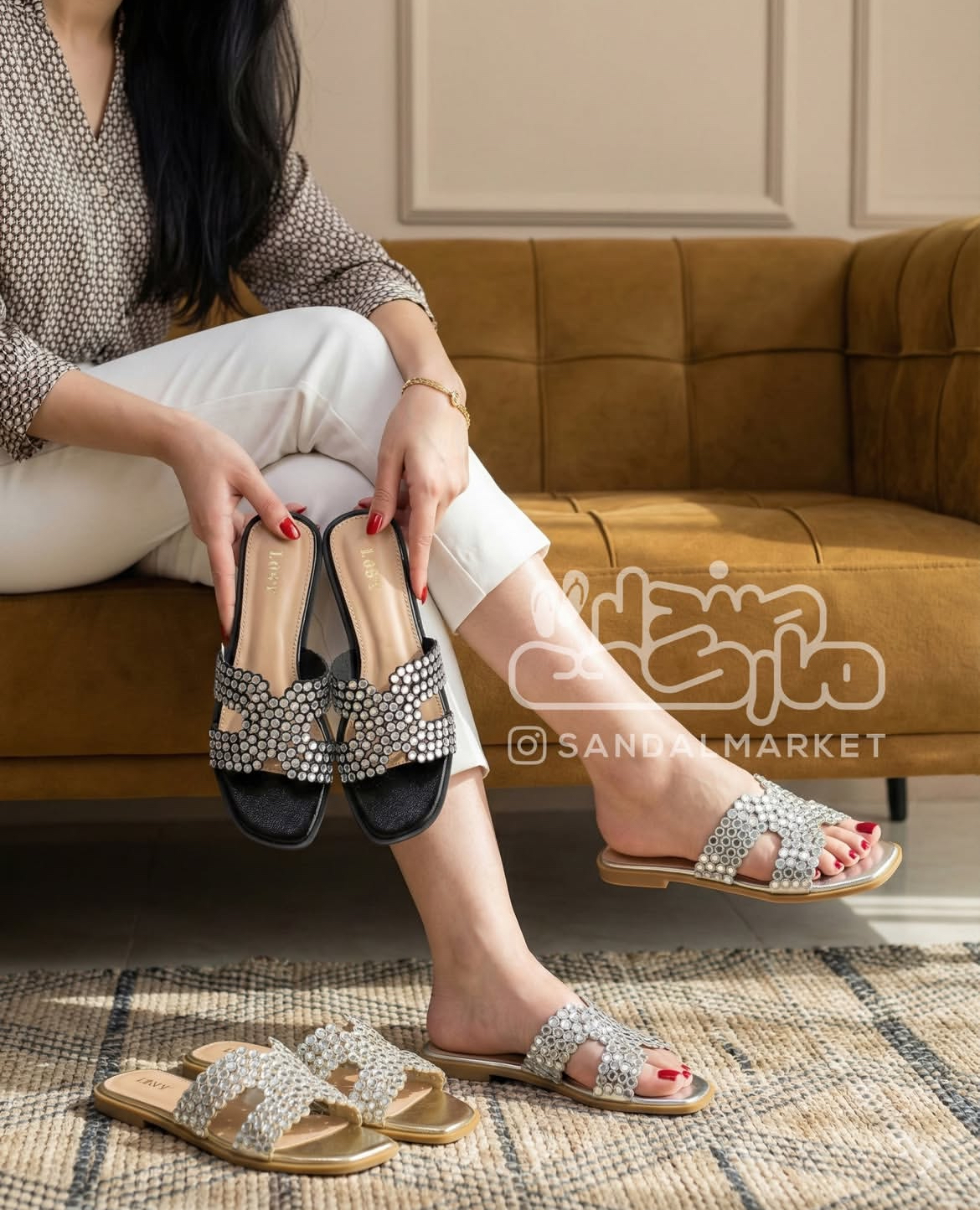 صندل زنانه هرمس شیشه ای